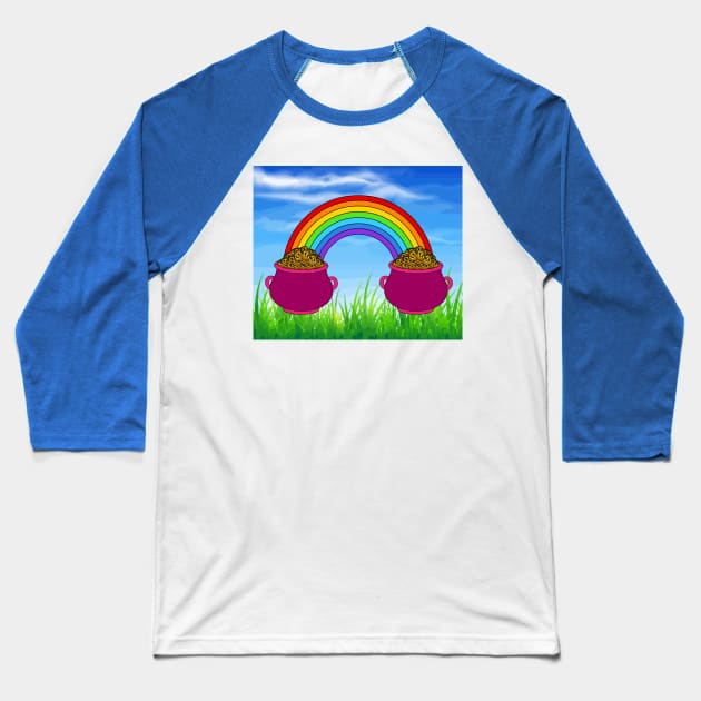 Rainbow With Boiler Pot Full Of Gold Baseball T-Shirt by flofin